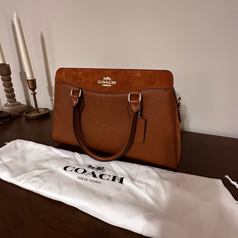 Coach Darcie Carryall F2348-CM100 Leather Suede Redwood Brown